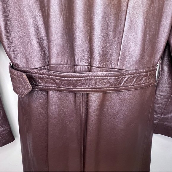 Vintage 70s Jeno du Paris Brown Leather Trench Coat Size Small Made in Canada - Picture 10 of 16